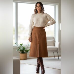 Daniel Cremieux Brown Midi Skirt